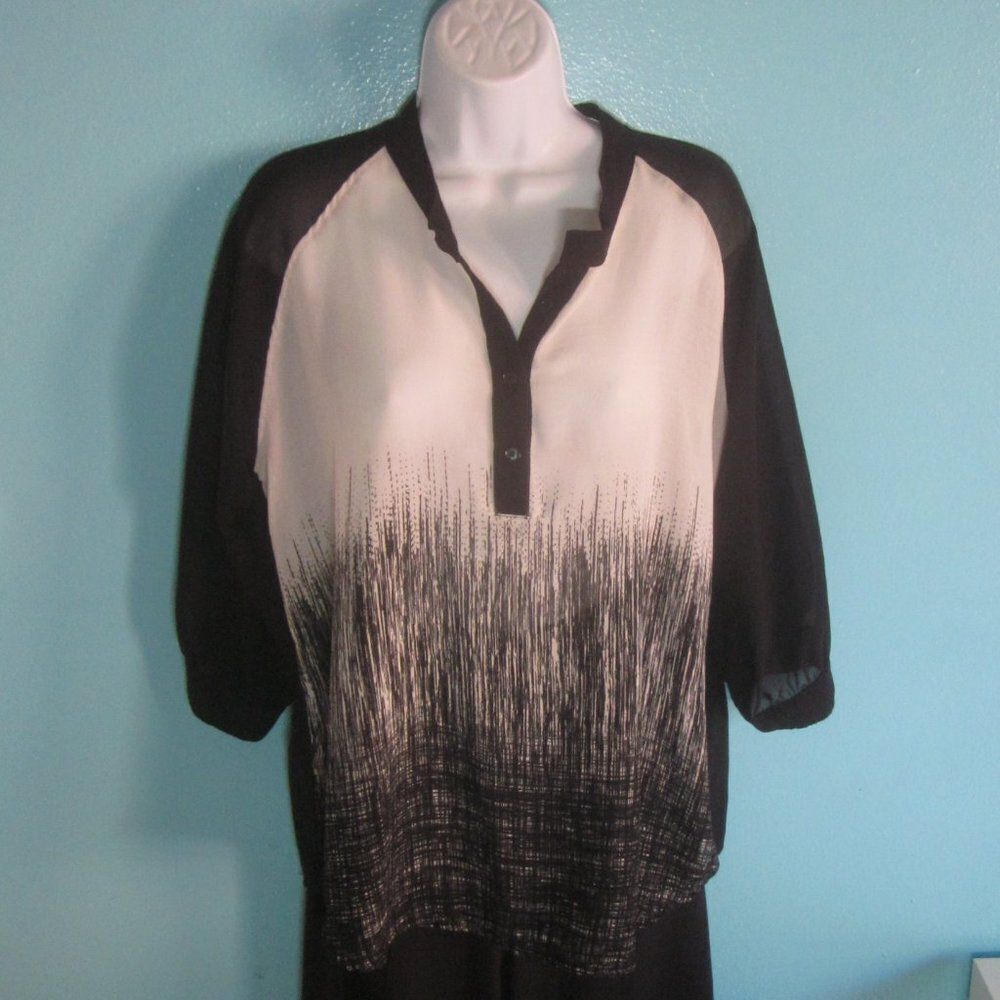 Jet John Eshaya Womans "One Size" Oversized Blouse 44" Bust 3/4 Sleeve Pullover